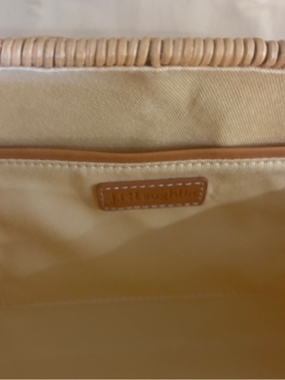 J. McLaughlin Woven Satchel in Natural Tan with Bamboo Handle - Picture 12 of 12